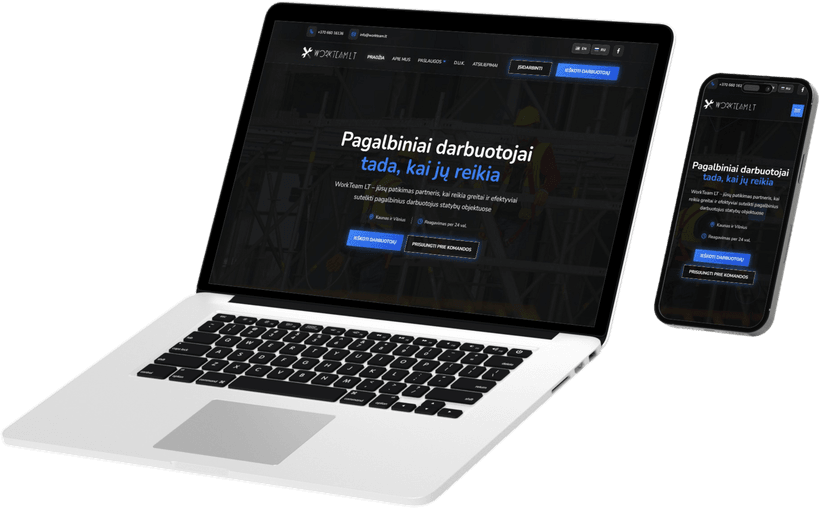 Darbuotojų nuomos statyboms svetainės maketas